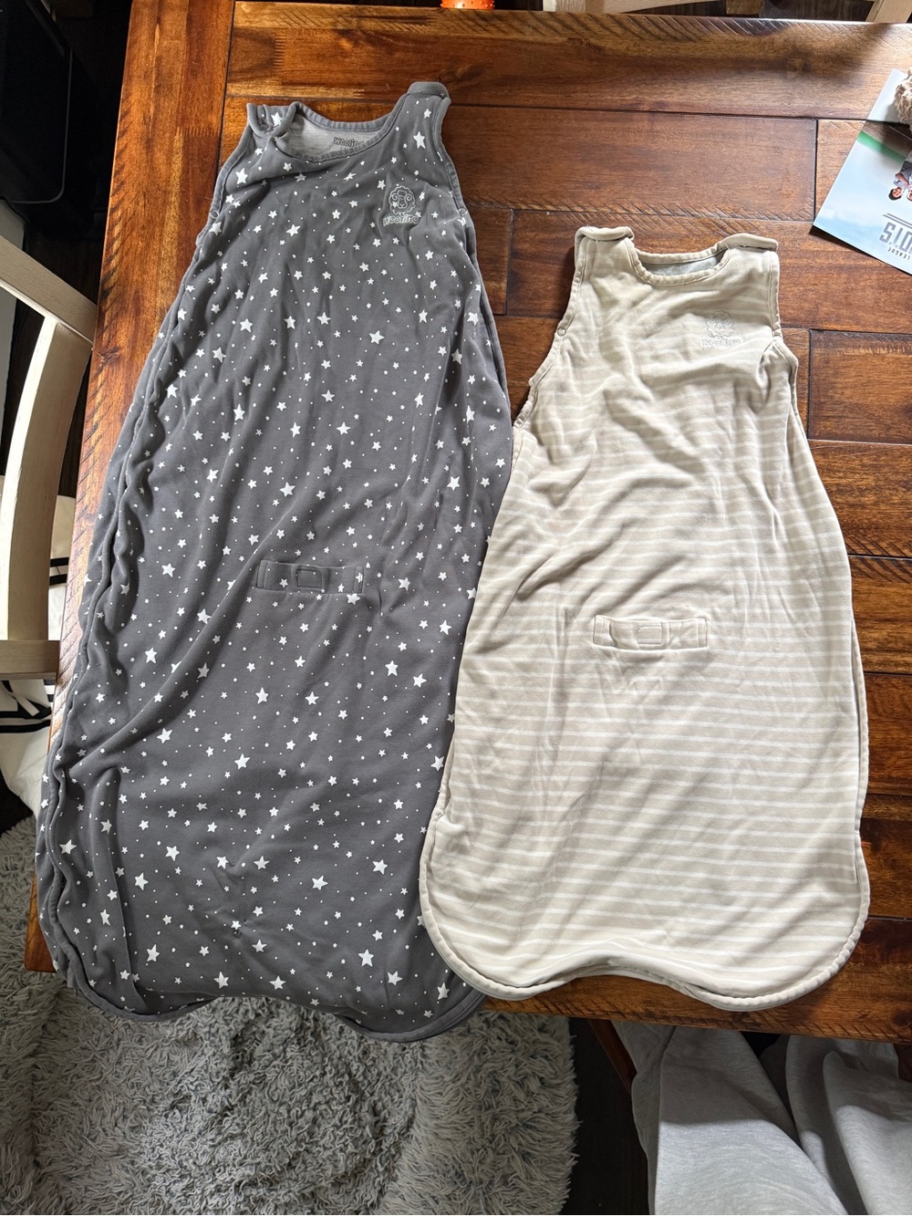 Neutral Star & Stripe Sleep Sacks - Gray and Cream Sleeveless Pajama Sack